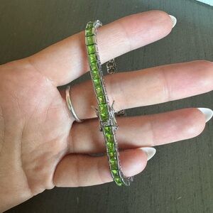 Elegant Silver and Green Bracelet